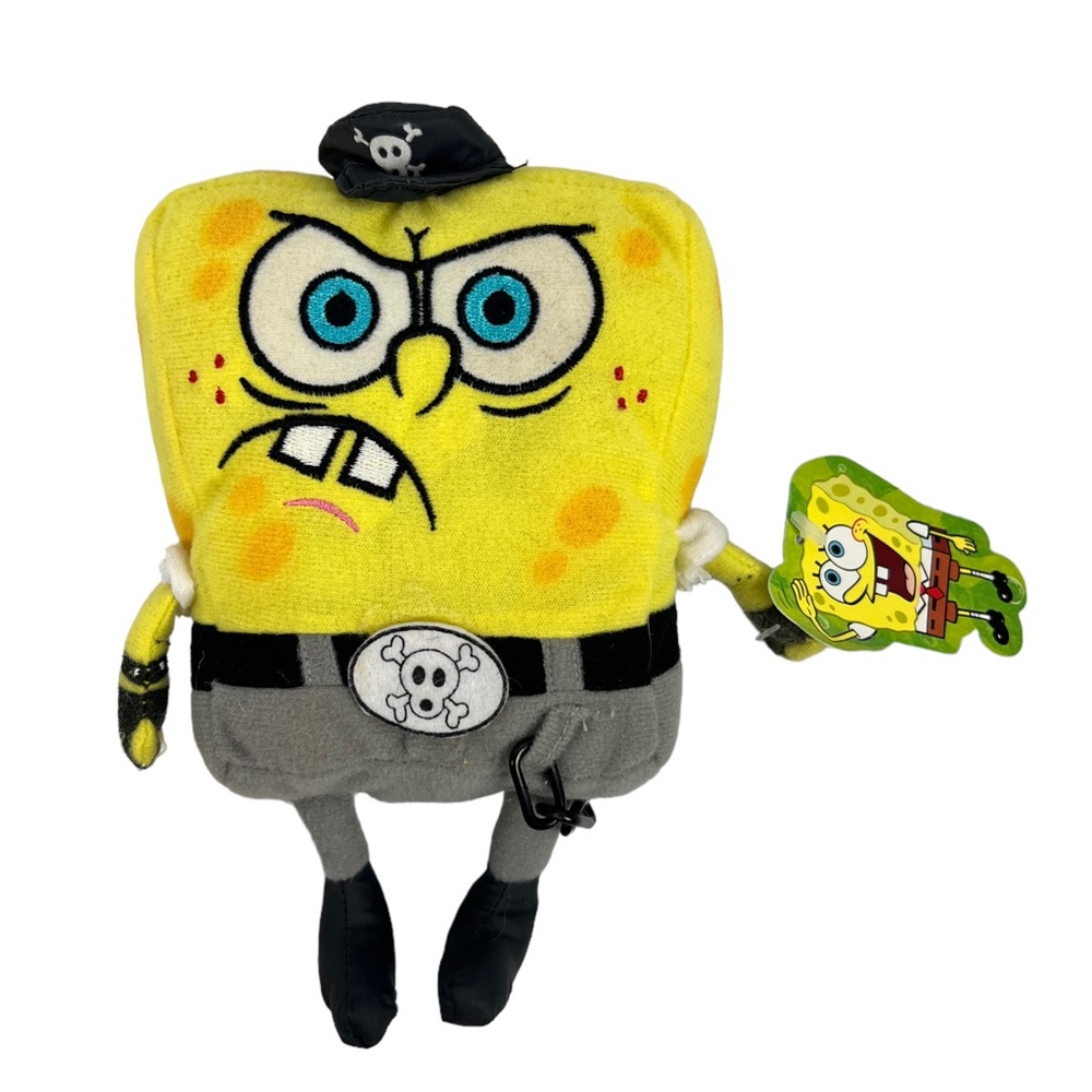SpongeBob Square Pants 2004 Small Pirate Plush with Tag 7” Toy Kids Cute